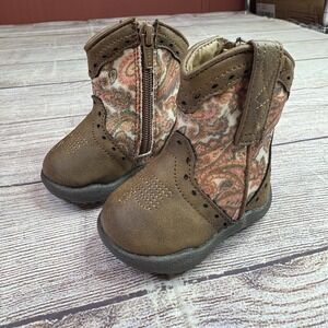 Roper Infant Baby Girl‎ Cowbabies Brown/Pink Faux Leather Cowboy Boots
